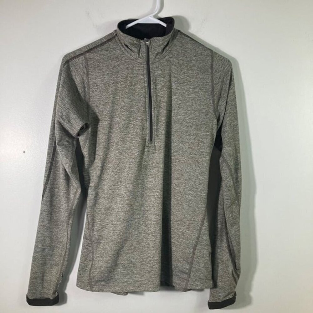 Womens Nike Element Dri Fit Running Top Long Sleeve 1/2 Zip Top Gray Green Brown